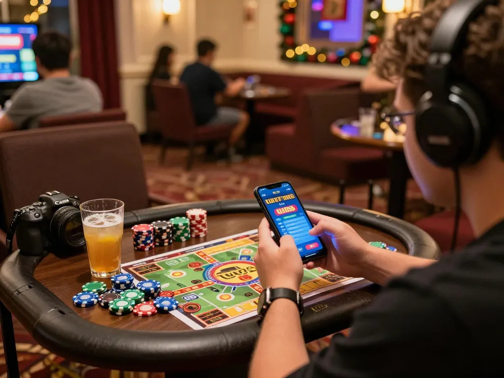 Player enjoying UU88 vom on smartphone in a cozy gaming setup, highlighting online betting excitement.