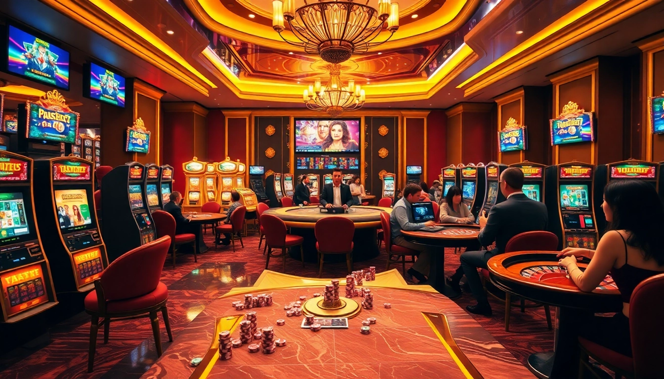 Experience high-stakes gambling action at https://luckywin.fan/ with vibrant casino tables and players.