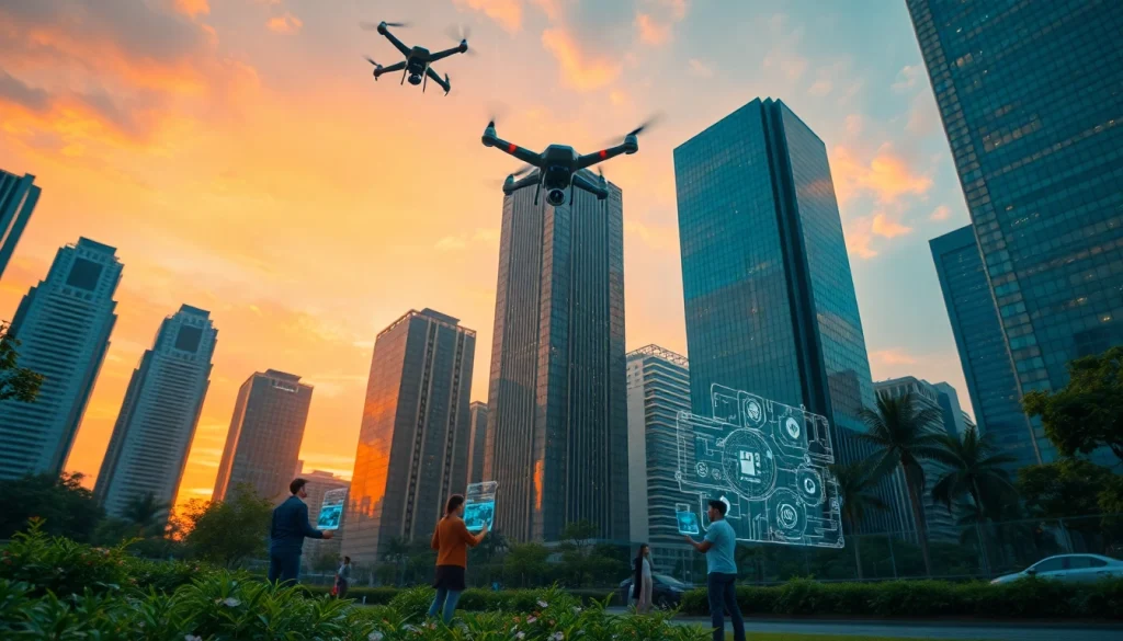 Visual representation of Technology's impact on urban living, showcasing innovation and connectivity.