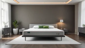 Materassi matrimoniali di alta qualità su un letto elegante, con cuscini ortopedici e lenzuola di cotone.