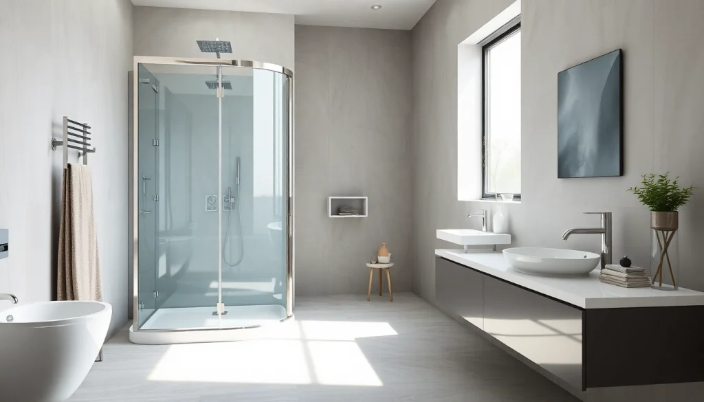 Erleben Sie die sonni Duschkabine in einem modernen Badezimmer, elegant und schick gestaltet.