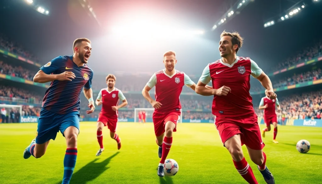 해외축구중계의 긴장감 넘치는 순간을 포착한 축구 경기가 진행되고 있는 모습