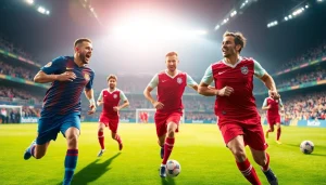 해외축구중계의 긴장감 넘치는 순간을 포착한 축구 경기가 진행되고 있는 모습