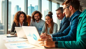 Boosting visibility with top seo company malaysia showcasing teamwork in a vibrant office.