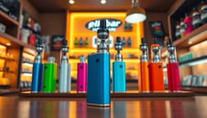 Erleben Sie die Vielfalt der Elfbar mit auffälligen Designs und Farben in einem modernen Vape-Shop.