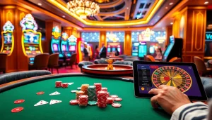 Enjoy thrilling gaming action with indibat at a luxurious casino featuring poker, slots, and roulette.