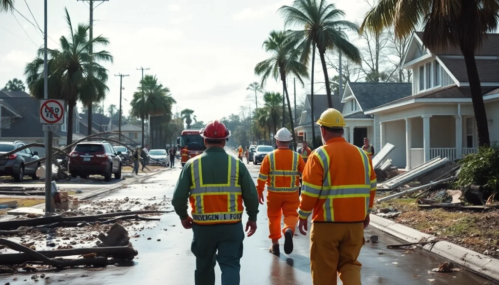 Assessing Florida Hurricane Damage with emergency responders in a flooded neighborhood