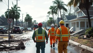 Assessing Florida Hurricane Damage with emergency responders in a flooded neighborhood