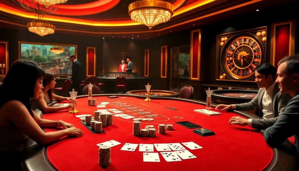 Experience the excitement of 788F nhà cái with vibrant casino tables and engaged players.
