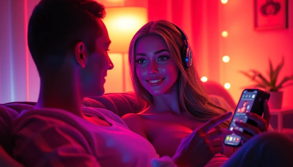Engaging sex chat AI interaction in a cozy digital setting with vibrant, inviting colors.