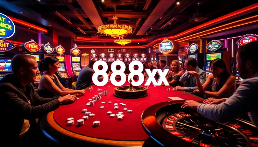 Players engaged in an exciting poker game at a luxurious 88xx casino table.