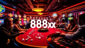 Players engaged in an exciting poker game at a luxurious 88xx casino table.