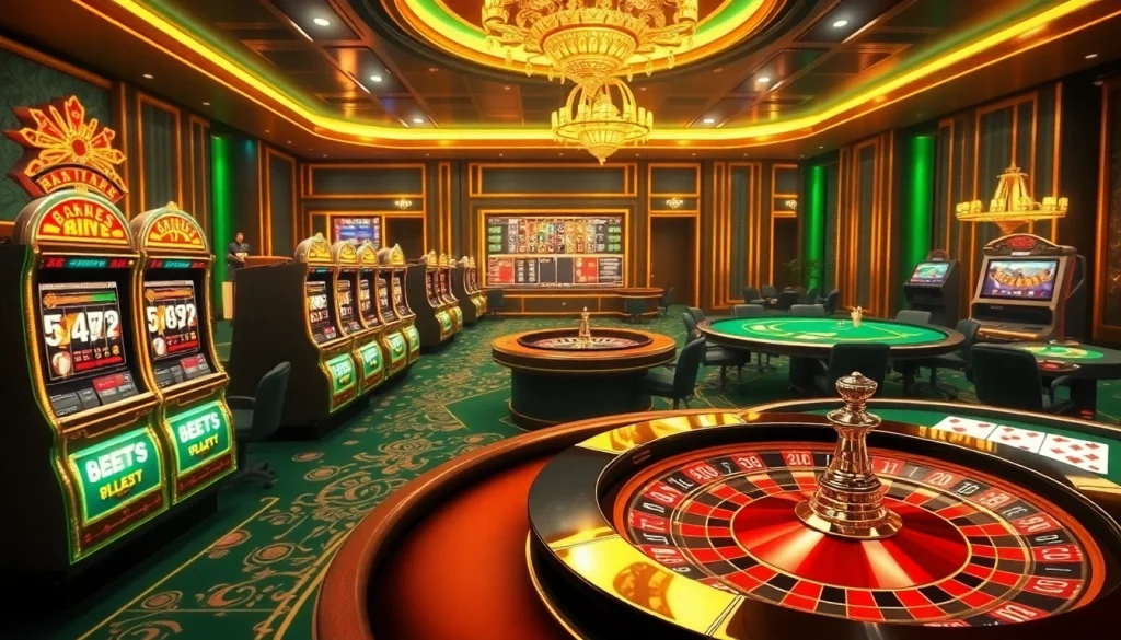 Experience thrilling gameplay at https://xx88.pizza/ with vibrant casino visuals featuring tables, chips, and slot machines.