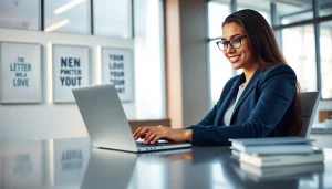 Engaging cover letter generation process with a professional in an office setting.