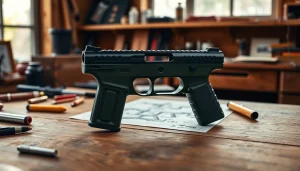 Showcasing polymer80 pf940c frame kit with detailed features and a warm atmosphere.