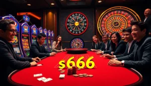 S666 đăng nhập during an exciting poker game at a glamorous casino table.
