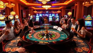 Players enjoying a thrilling game at the J88 roulette table in a luxurious casino atmosphere.
