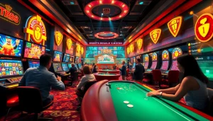 Engaging TR88 online casino scene with players, games, and vibrant colors.