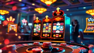 Spin the reels on a vibrant slot 2d machine amidst an exciting casino atmosphere.
