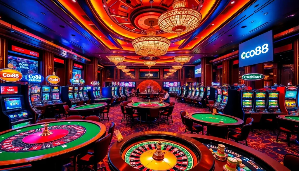 Experience the thrill of gambling at co88 with vibrant casino tables and exciting gaming elements.