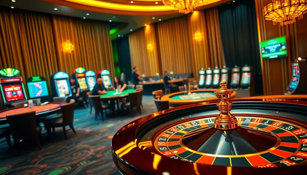 Visitors enjoying thrilling games at the gg88 casino with vibrant cards and colorful poker chips.