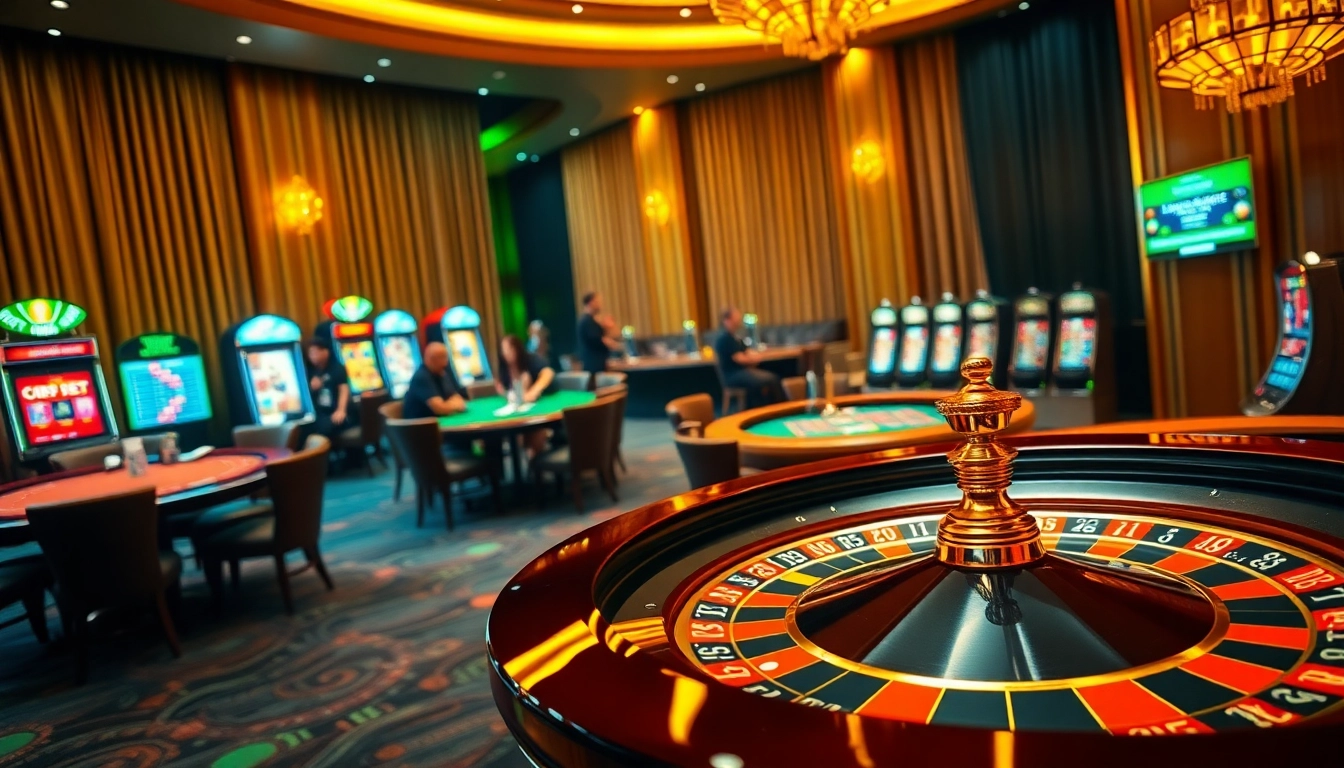 Visitors enjoying thrilling games at the gg88 casino with vibrant cards and colorful poker chips.