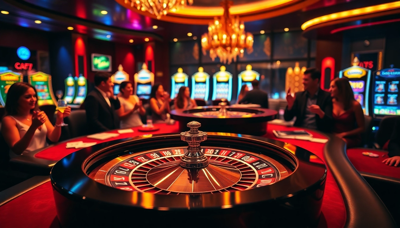 Exciting casino scene featuring seven77 symbol at a roulette table, capturing the thrill of gambling.
