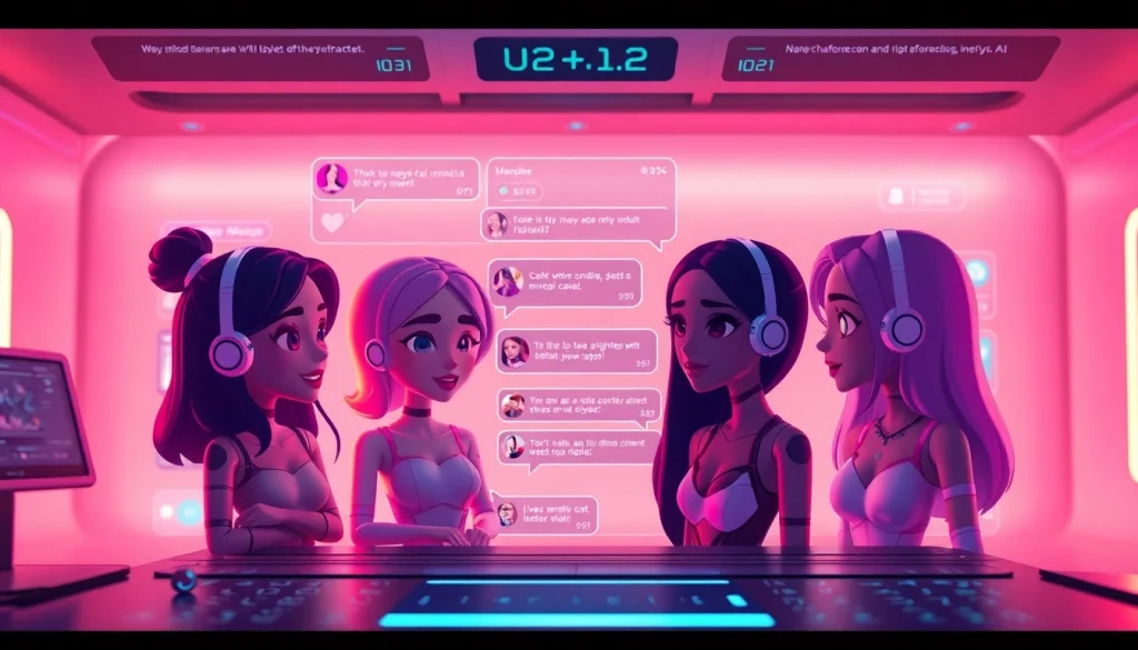 NSFW character AI chat interface showcasing customizable animated conversations