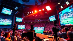 Capturing the action of sports broadcasting in a dynamic studio environment.
