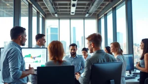 Engaging teamwork of an AI integration service provider in a modern office setting.