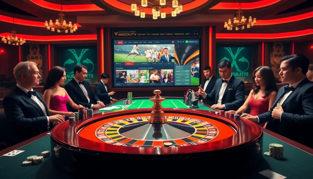 Experience thrilling online gambling at https://vaoluoitv.it.com with high-stakes roulette in an elegant casino.