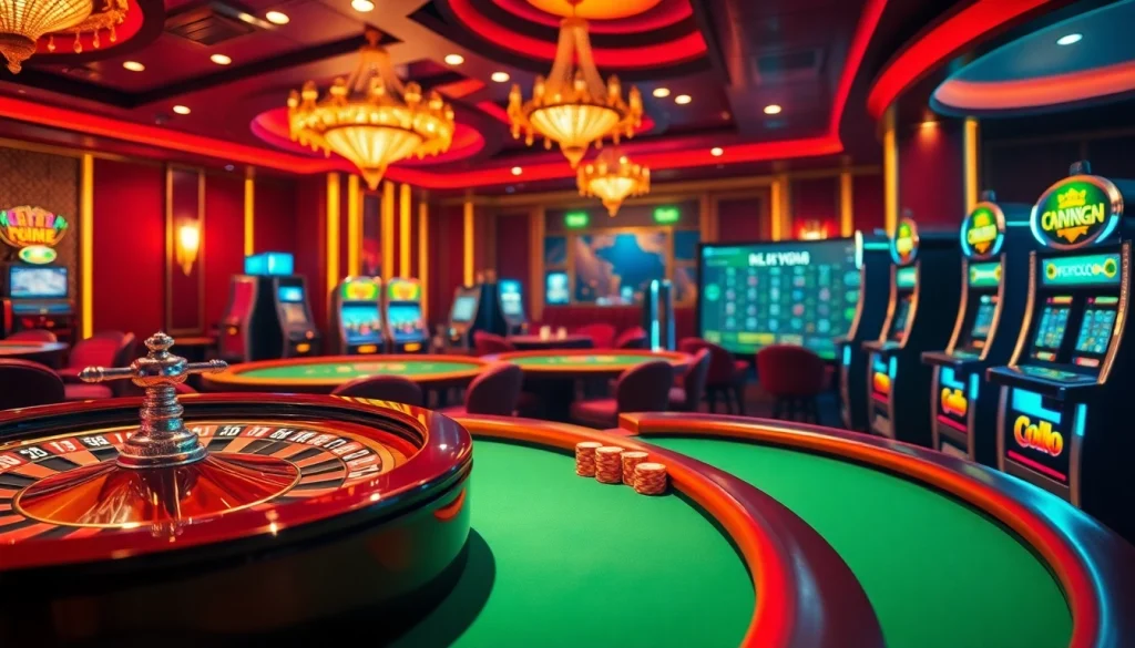 Experience the thrill of gambling with Tool xổ số siêu tốc amidst luxurious casino tables and colorful chips.