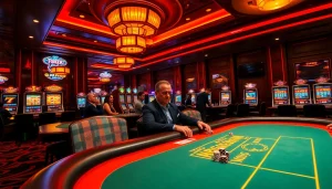 Exciting scene at Trang Chủ S8 casino with poker players at a luxurious table.