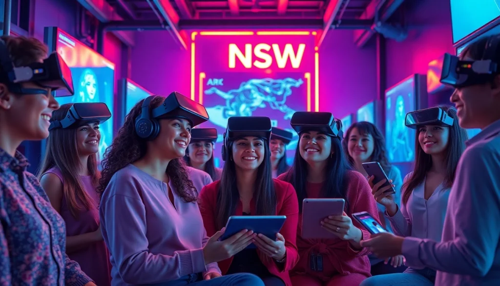 Engaging users exploring addictive AI NSFW platforms in a vibrant tech space.