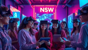 Engaging users exploring addictive AI NSFW platforms in a vibrant tech space.