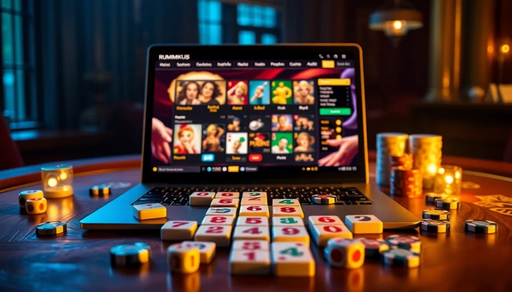 Playing רמיקוב אונליין with colorful tiles and casino ambiance enhances the thrilling experience.