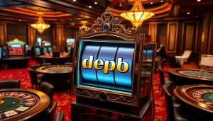 Rasakan pengalaman permainan yang mendebarkan dengan slot depo 5rb di kasino mewah yang menampilkan meja-meja berwarna-warni dan mesin slot.