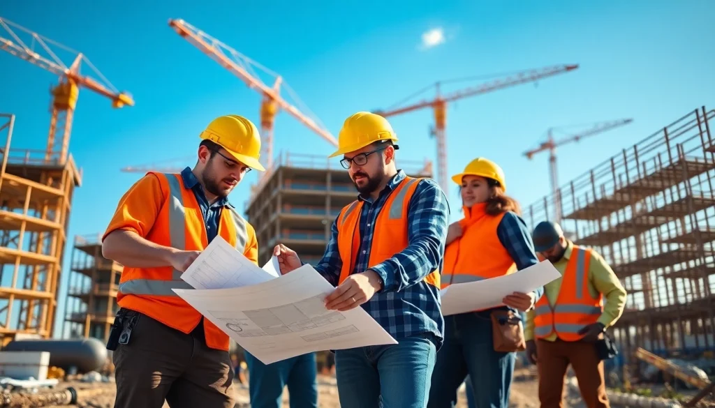 Construction association North Carolina's workers diligently collaborate on a busy site.