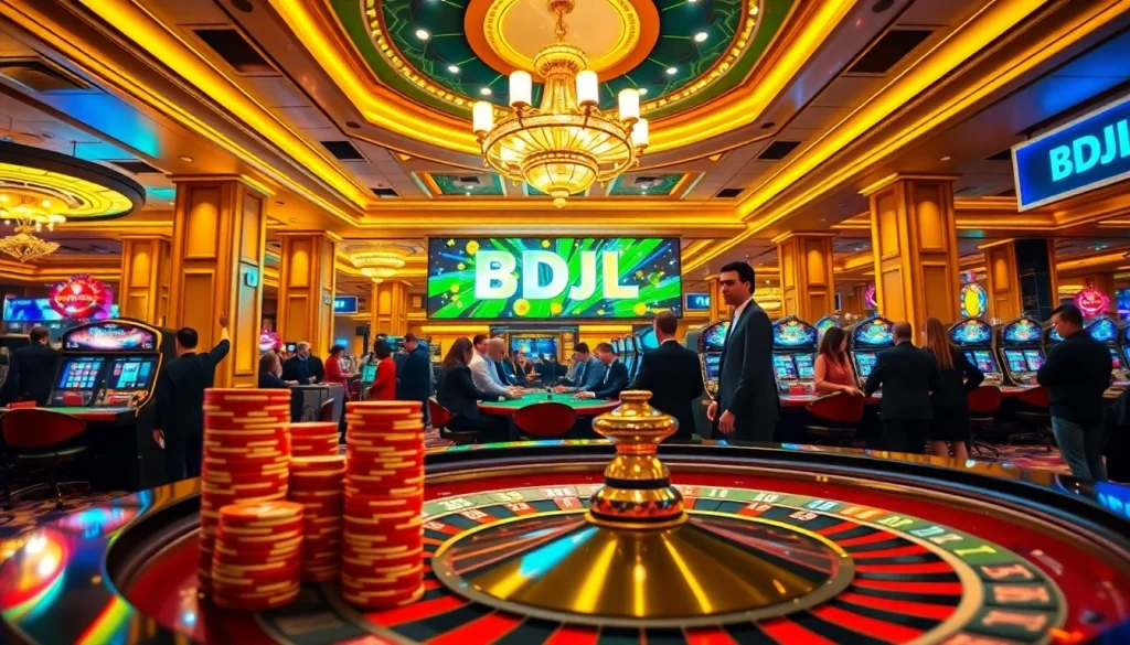 Experience thrilling gameplay at a BDJL casino table featuring poker chips and active players.