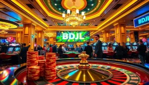 Experience thrilling gameplay at a BDJL casino table featuring poker chips and active players.