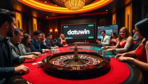 Rasakan keseruan di kasino Datukwin dengan aksi roulette yang mendebarkan dan pemain yang penuh semangat.