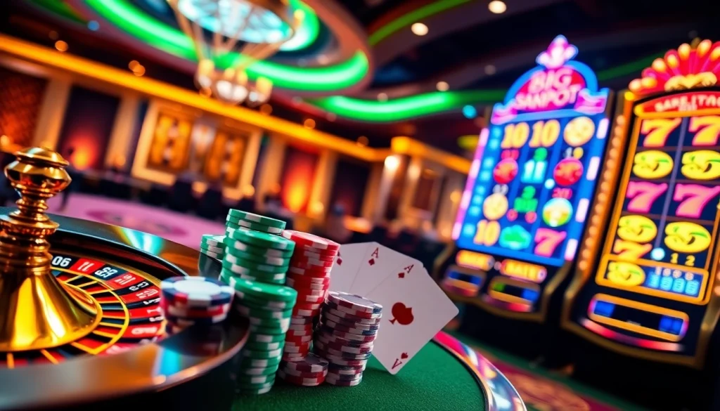 Découvrez un gameplay passionnant dans un casino en ligne avec des machines à sous vibrantes et des configurations de poker élégantes.