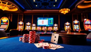 Experience the thrill at thabet casino with vibrant tables and illuminated slot machines.