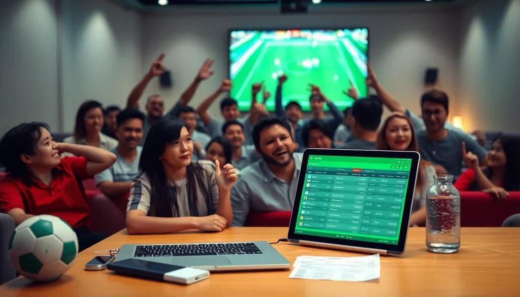 Dynamic sports betting scene showcasing tỷ lệ kèo and live football odds on a digital interface.
