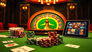 Experience the thrill of LUCK8 with luxurious casino tables and vibrant poker chips.