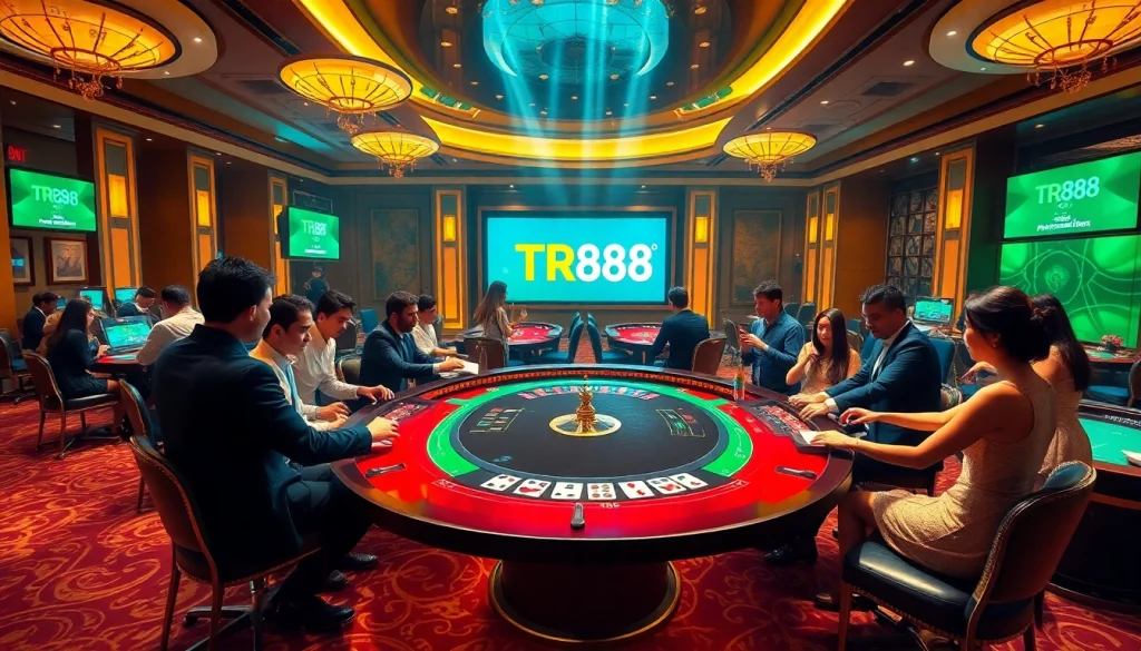 TR88 online casino players enjoying an exciting game at a modern gaming table