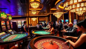 Players enjoying an exciting game of poker at RR88's luxurious gaming lounge.