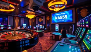 Experience thrilling gaming action at https://kk55.space/ with vibrant roulette and excited players.