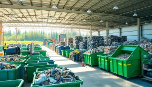 Organized Bonnyville dump showcasing waste management with recycling operations in action.