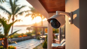 Instalación de cámaras de seguridad mostrada en una propiedad residencial en Guanacaste, Costa Rica, destacando la fiabilidad y la tranquilidad.